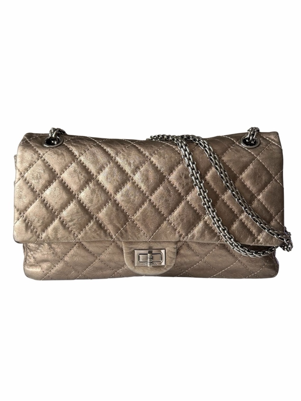 Chanel Reissue 2.55 Metallic Aged Calfskin Flap Bag Silver HDW - 11 Series